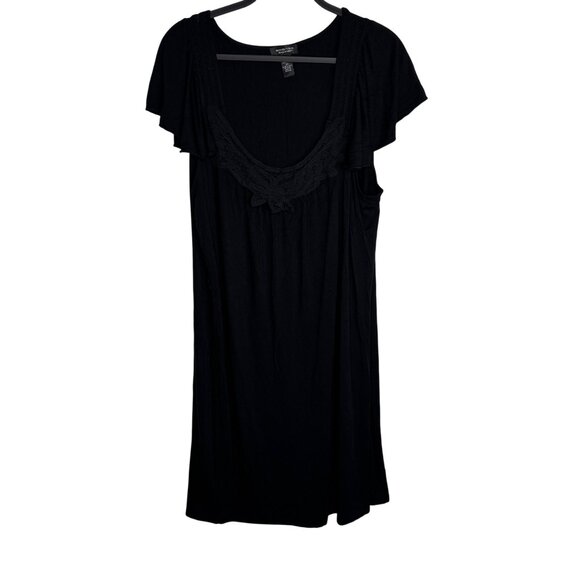 Spense Woman Black Flutter Sleeve 2X Size Dress With Lace Detail Classic Staple - Picture 1 of 5